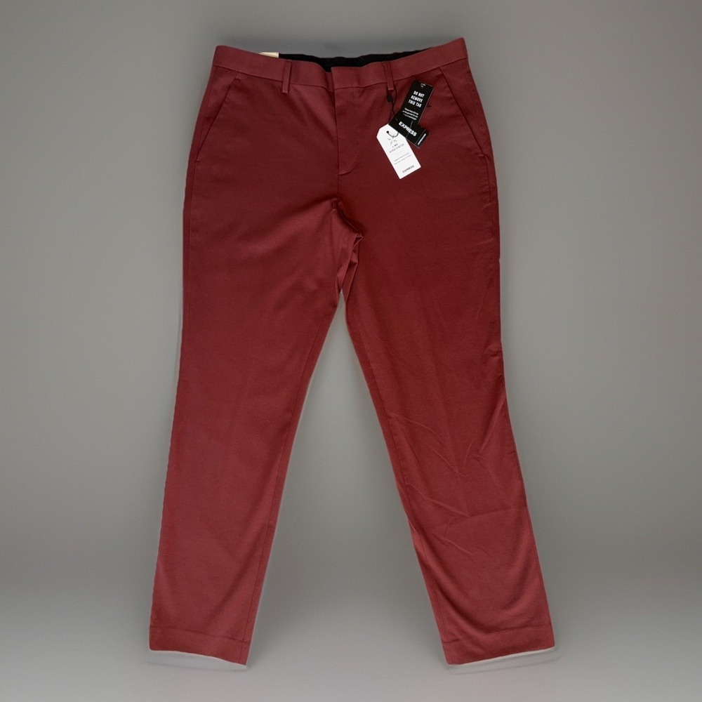 NWT Express 4 Way Hyper Stretch Slim Red Dress Pants Men's 34x32
